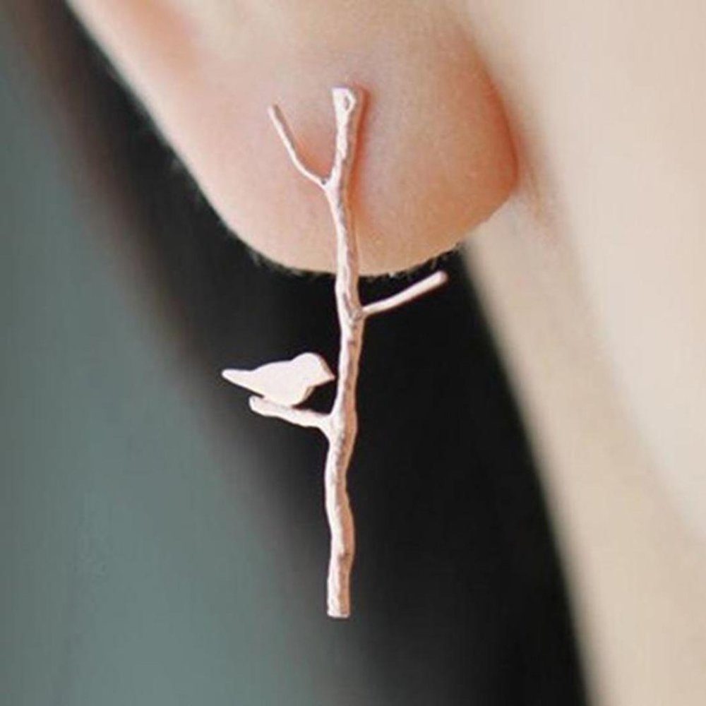 "Perch for One" Elegant Bird Branch Earrings